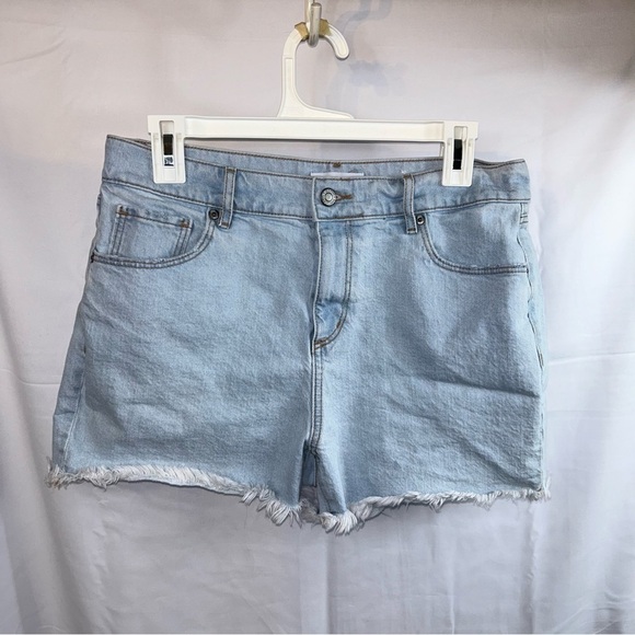 Loft Shorts Jean Curvy Fresh Cut High Rise Cut Off Raw Hem Bottoms Denim Shorts - Picture 3 of 9